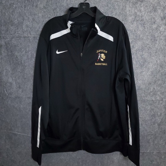 Nike Jupiter Basketball Jacket Mens Large Black White Full Zip Track Sports - Picture 1 of 13